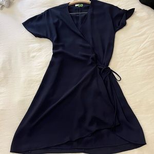Aritzia, Babaton navy blue, short sleeve wrap dress